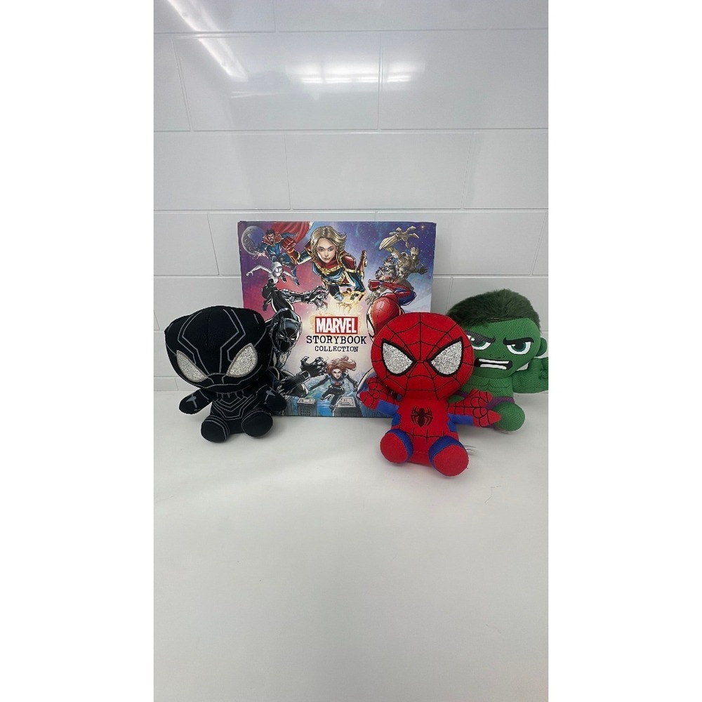 Marvel Storybook Collection Hardcover Book with Spider-Man Hulk Panther Plush